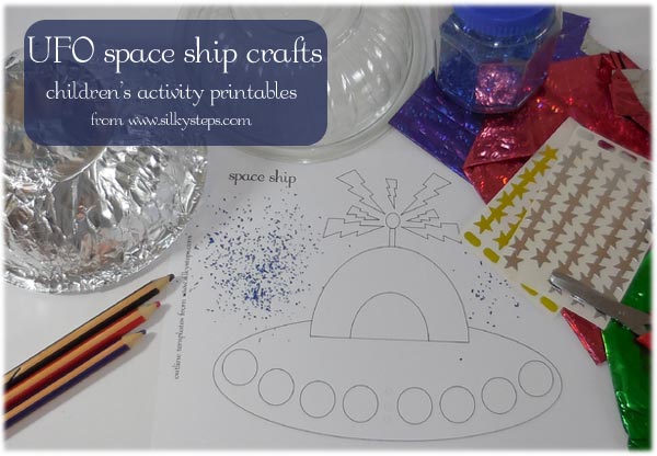 UFO spaceship outline collage craft activity for children
