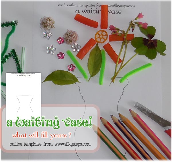 Vase outline template - waiting to be filled. A children's craft and collage activity printable