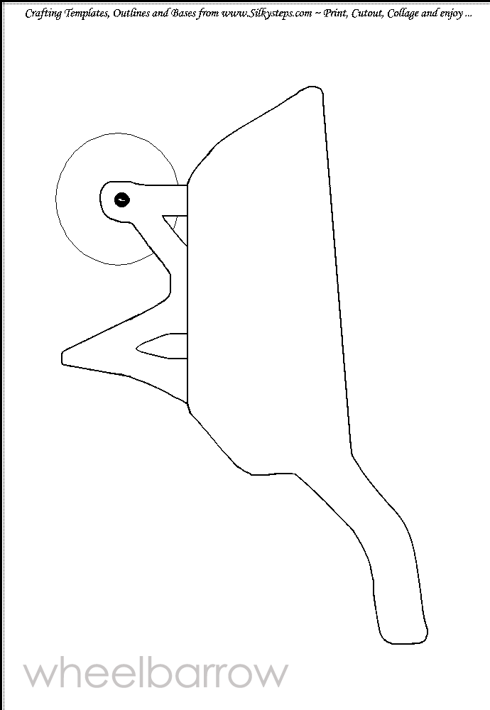 Wheelbarrow outline template for craft and collage