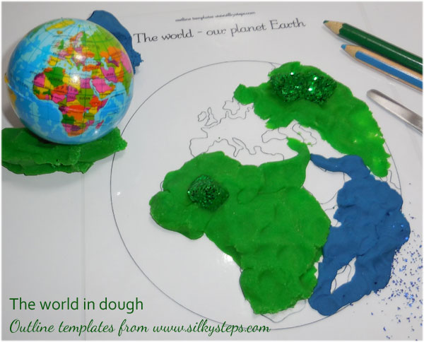 World Earth Day - outline template childrens playdough paint or collage activities