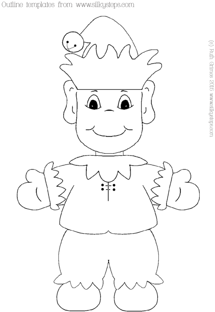 Yuletide Elf outline picture template