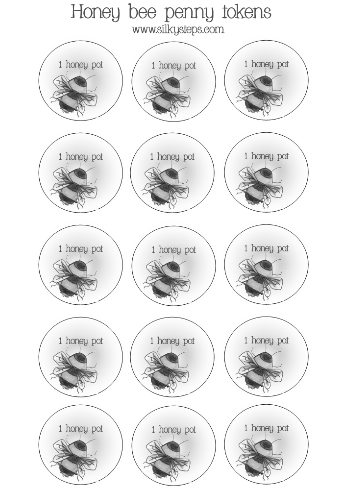 Honey bee tokens to buy jars from the number rhyme's farm shop