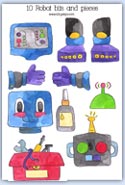 Colour robot bits and pieces - counting song rhyme