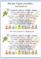 10 cauldron potions - halloween preschool nursery number rhyme