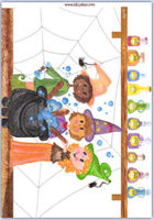 3 witches stirring their cauldron number rhyme printable