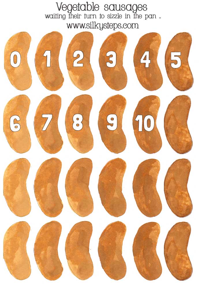 Colour sausages for preschool counting activities