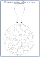 numbered outline sausages in a pan - number rhyme
