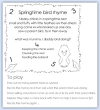 5 baby chicks in a springtime nest rhyme