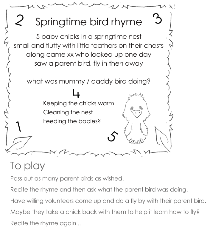 Counting bird chick rhyme