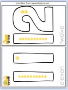 Number flashcards 11 - 12 counting activities for preschool early years