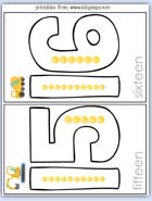 Number flashcards 15 - 16 preschool numberline printable