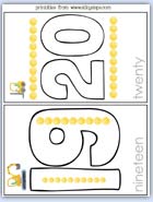 Number flashcards 19 - 20 printable activity ideas for learning math