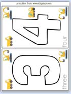 Number flashcards 3 - 4 nursery learning- lorry theme topic