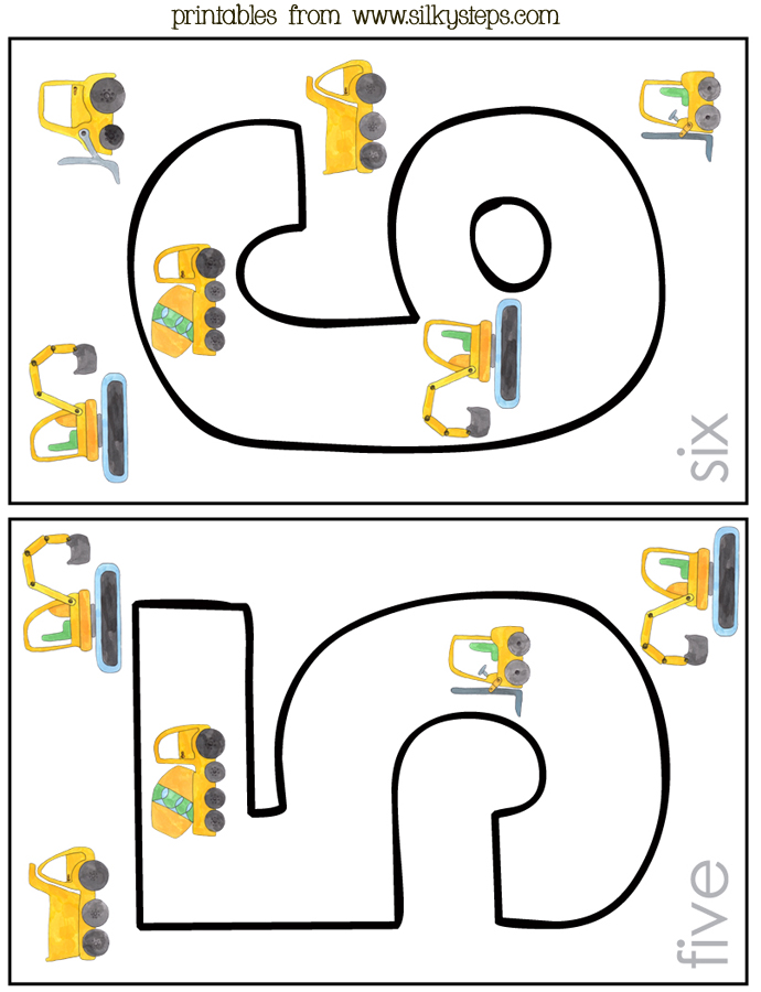 Preschool flashcards numbers 5 to 6 outline formation for nursery learning activities