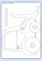 Bulldozer line drawing printable for preschool nursery craft