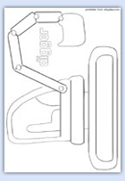 Digger line drawing printable for preschool nursery craft