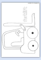 Forklift line drawing printable for creative lorry constuction site play