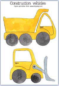 Dumper truck and small bulldozer printables