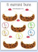 five currants buns number rhyme and role play game