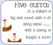 5 Currant buns in a baker's shop rhyme printables