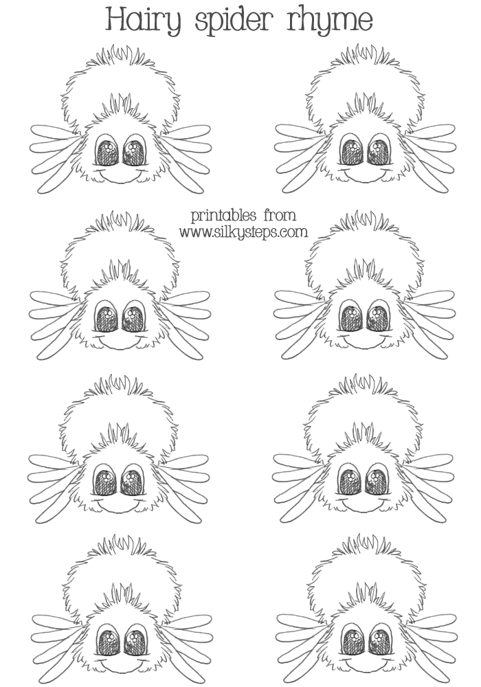 Outline hairy spiders for role play and number rhyme activities