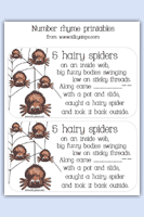 5 hairy spider rhyme cards