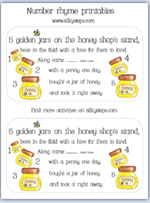 Click to print the 5 honey jar rhyme cards