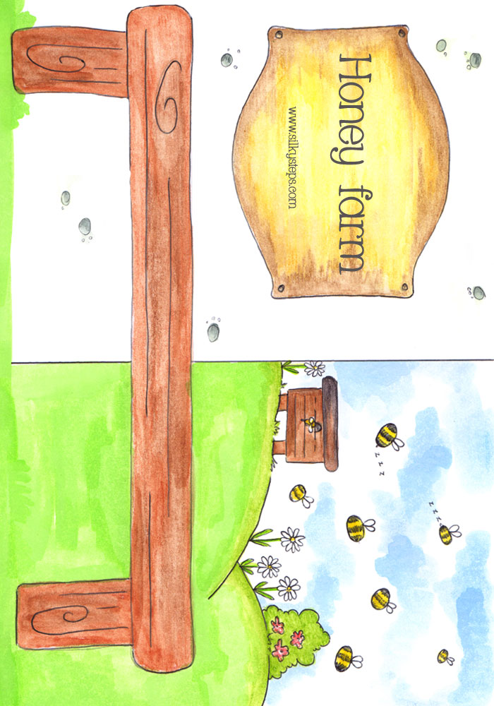 Colour honey farm shop background printable for preschool jar number rhyme