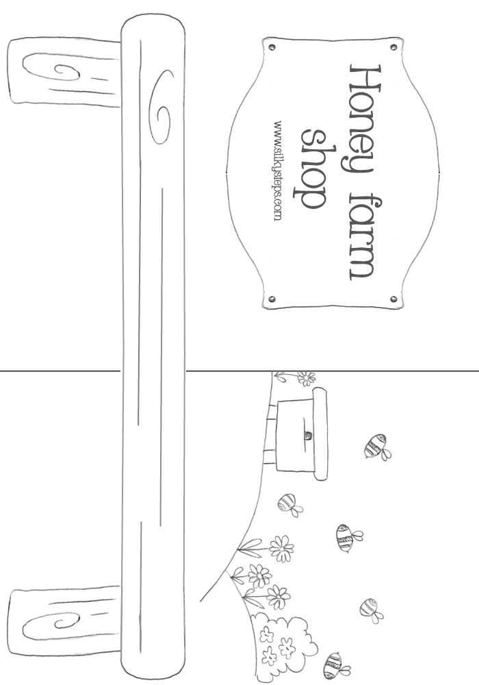 Outline honey farm shop background printable for preschool jar number rhyme