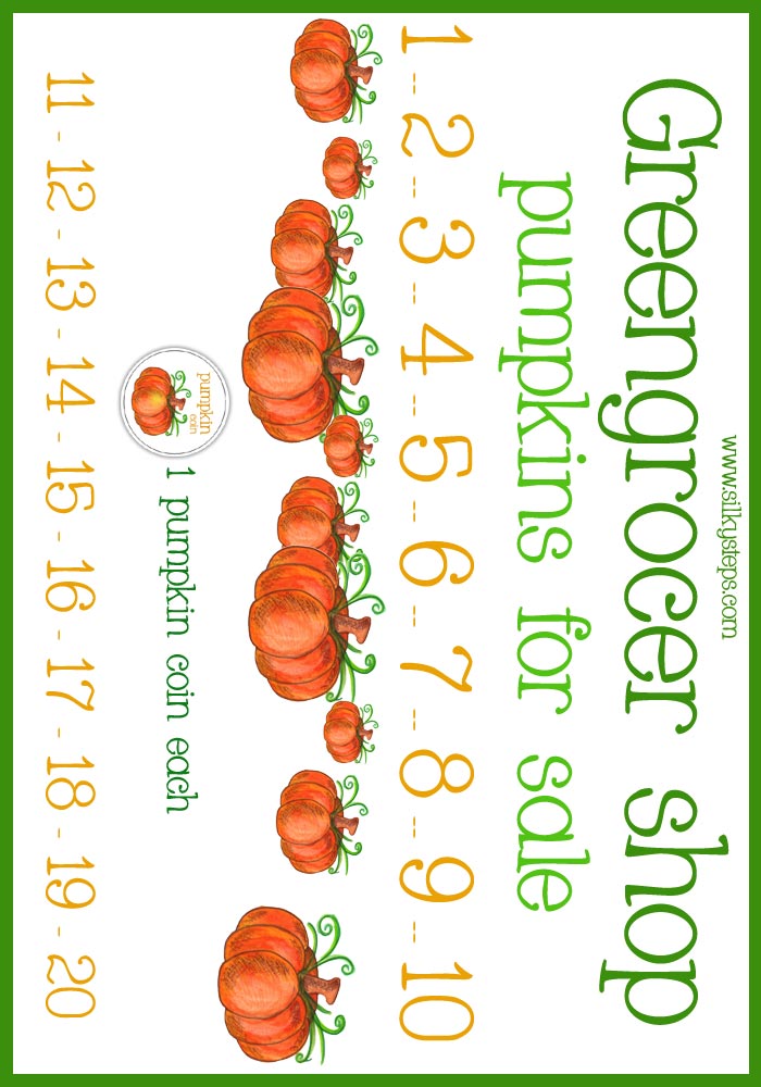 Greengrocer's shop sign - number rhyme role play printable