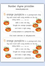 5 Orange pumpkins number rhyme card printables