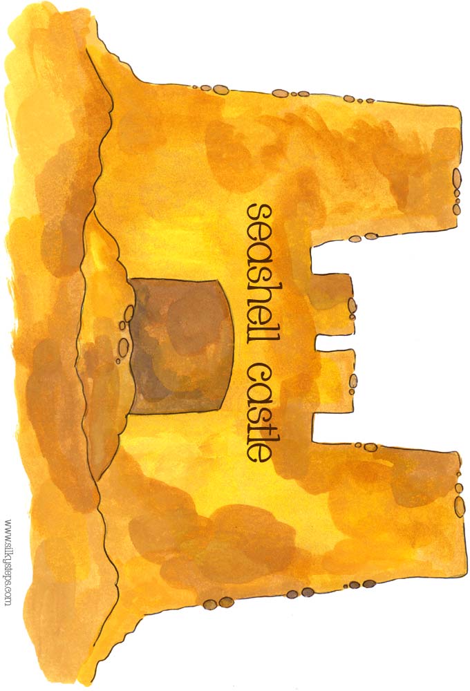 Watercolour illustrated sandcastle picture printable