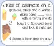 5 Tubs of icecream on a seaside cart counting rhyme