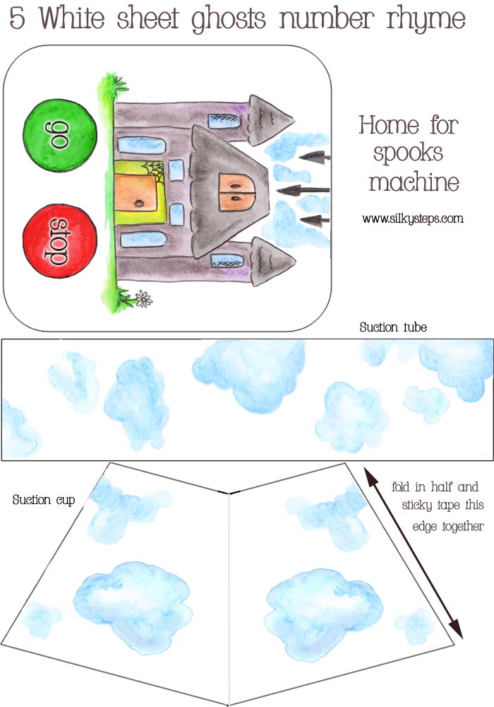 Colour template pieces to build the home for spooks machine