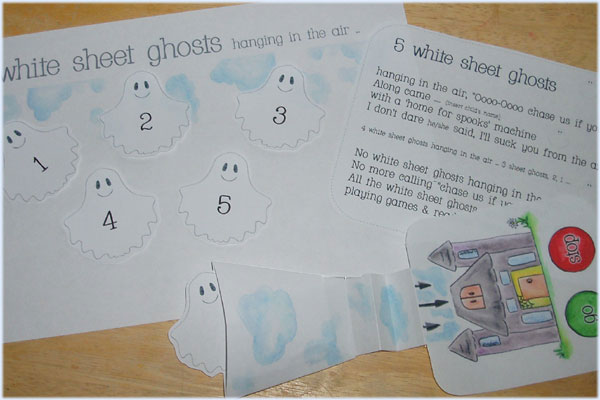 5 white sheet ghosts number rhyme activity