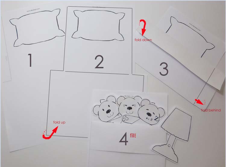 Fold the template to make bear's bed