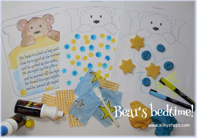 Bear's bedtime rhyme, preschool paint and craft activties