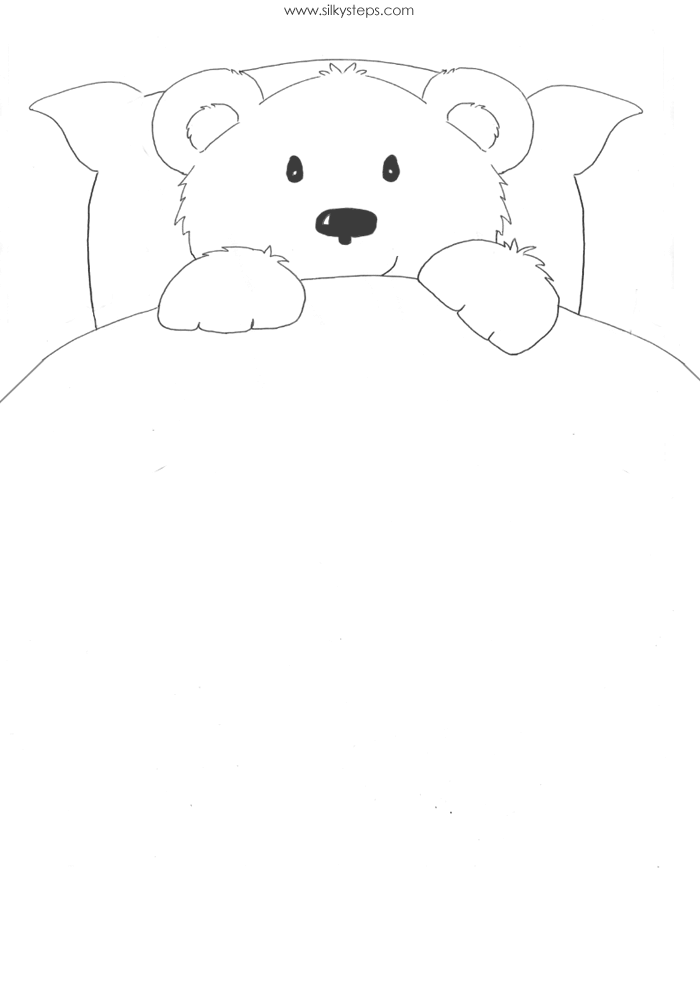 Bear in bed - preschool craft outline template