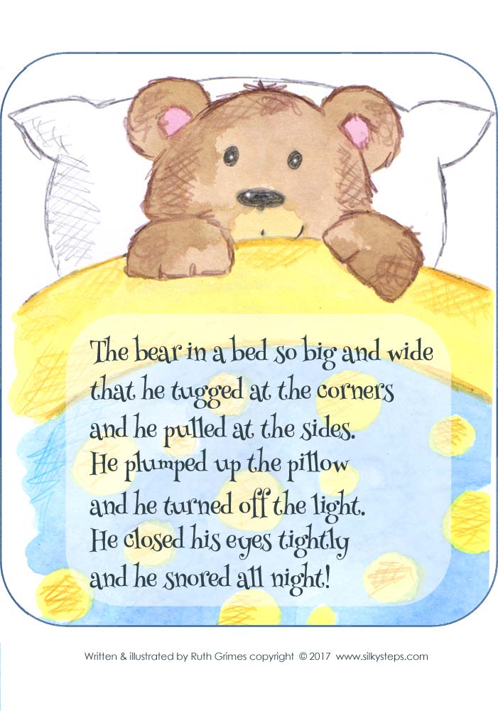 Bear's bedtime nursery rhyme card - preschool printable