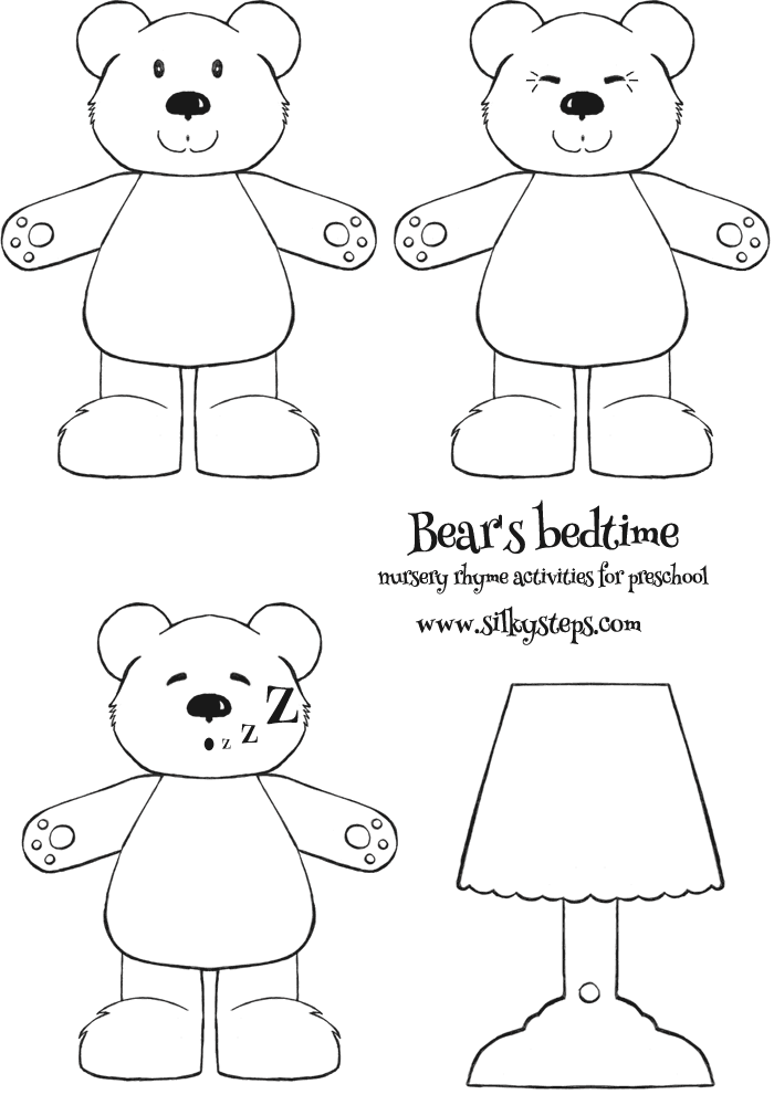 Bedtime roleplay printables for preschool - Bear nursery rhyme
