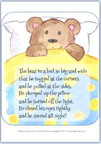 Bear's bedtime nursery rhyme card