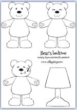 Bear nursery rhyme roleplay characters - outline template printables