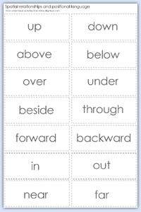Basic positional language to look at spatial relationships