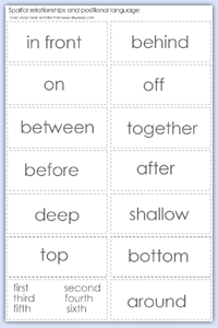 More basic positional and spatial words to support children's problem solving language