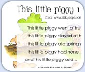 This little piggy  went a'truffling - toe counting rhyme