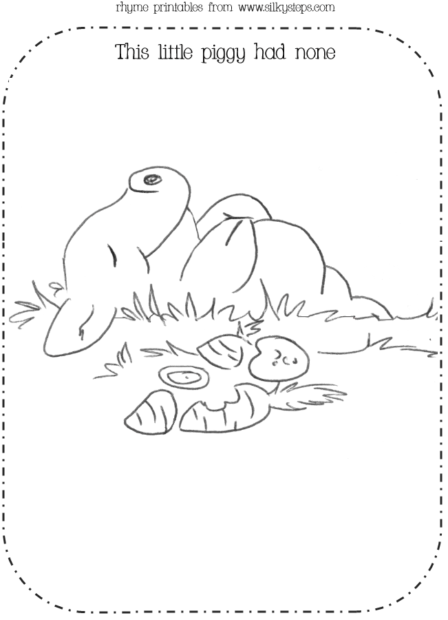 4 - this little piggy had none - line drawing of pig with a full tummy