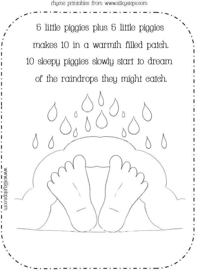 6 - five sleepy piggies get tucked into bed - nursery rhyme printable