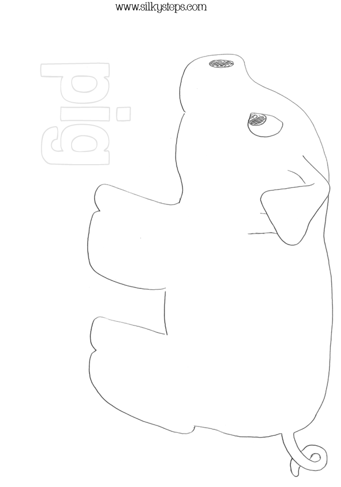 pig line drawing outline template