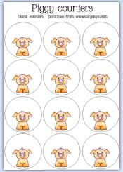 Blank piggy counters - numberline markers
