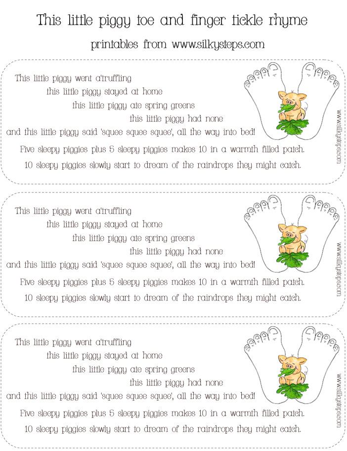 This little piggy went truffling rhyme slip printables to share with children and parents